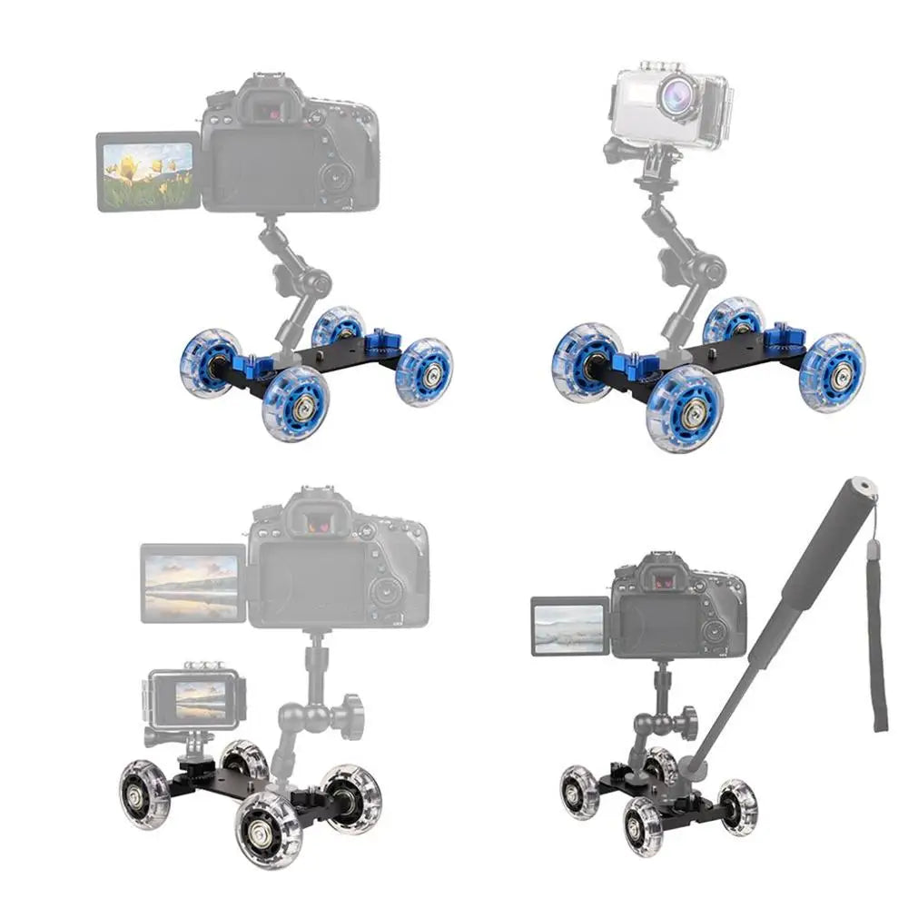 Mobile Rolling Sliding Dolly Stabilizer Skater Slider  Magic Arm Camera Rail Stand Photography Car For Canon Nikon GoPro 7 6 [PHO]