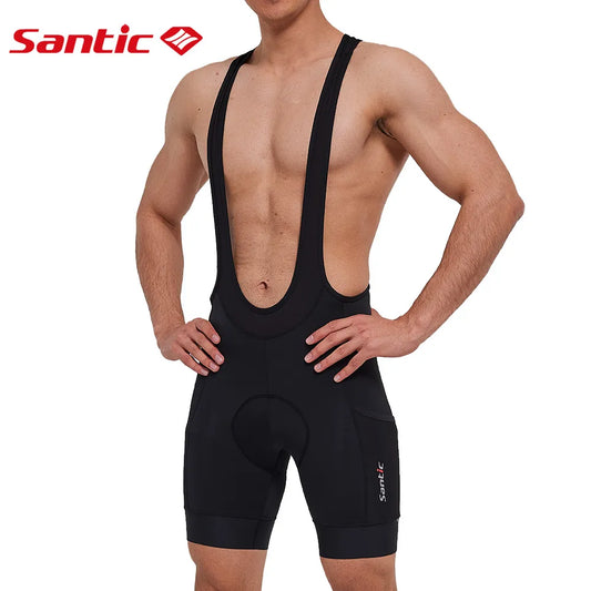 Santic Cycling Bib Shorts Men 4D Padded MTB Biker Shorts Summer Breathable Mesh Mountain Bicycle Pants with Pockets Asian Size [MEN]