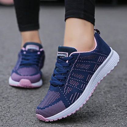 Women Casual Shoes Fashion Breathable Walking Mesh Flat Shoes Sneakers Women 2021 Gym Vulcanized Shoes White Female Footwear [SHO]