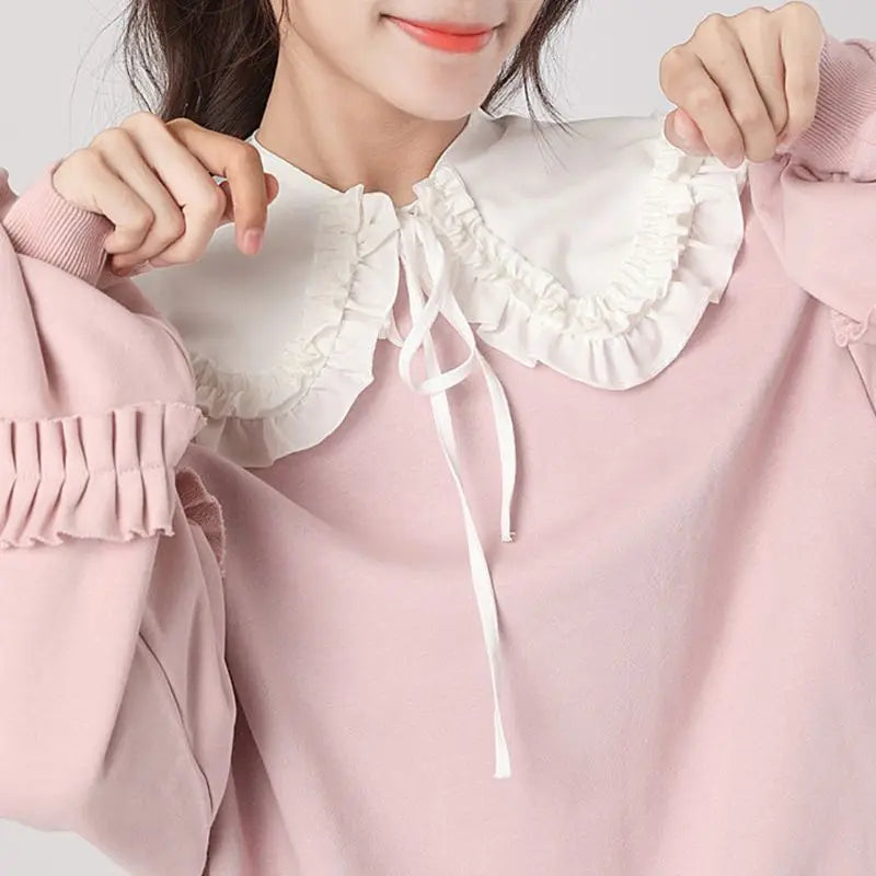 Japanese Women Girls Lolita Doll Double Layer Ruffles Fake Collar Shoulder Wrap [LOL]