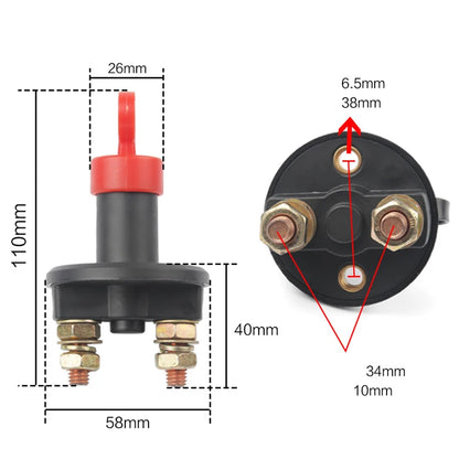 Waterproof Car Rotary Switch Marine Isolator Disconnector Battery Main Cut Off Power Switch For Truck Boat ATV 12V 24V 32V 300A [MRN]