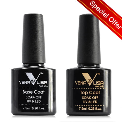 Venalisa Long Wear Top Coat Tempered Top Coat Peel Off Base Coat Color Nail Gel Polish Beautiful Semi Permanent Nail Gel Enamel [BEU]