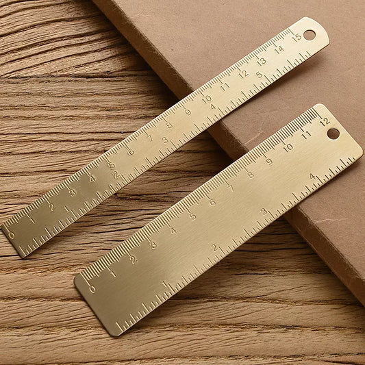 Vintage Brass Straight Ruler For Students Creative Metal Triangle Ruler Protractor Stationery Measuring Tool School Supplies New [OFF]