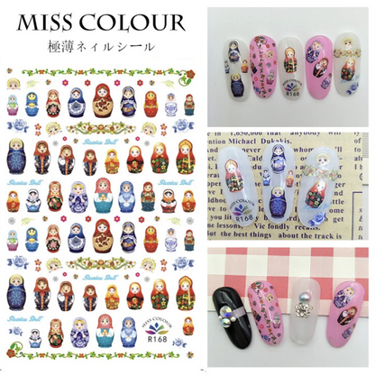 Russian nesting doll Hollow doll 3D Back glue Nail decal Nail sticker Nail decoration Nail art Nail tool Nail ornament [BEU]