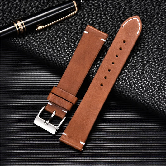 Quick Release Leather Watchbands 18mm 20mm 22mm 24mm Casual Belt Smart Watch Strap Soft Matte Bracelet Wrist Watch Band [SWH]