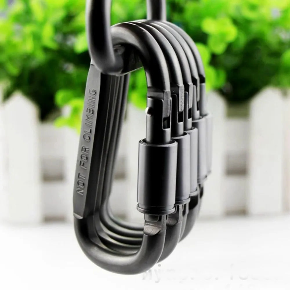 Tactical D Keychain Shape Hook Buckle Clip Climbing Army Carabiner Hanging fit Outdoor Silver camping survival edc [SPT]