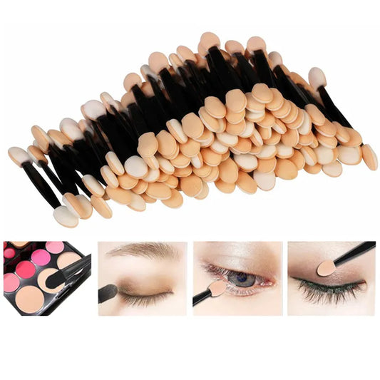 LTWEGO 50/5PCS Disposable Eyeshadow Brush Dual Sided Sponge Nylon Kit  Makeup Eye Shadow Brushes For Cosmetic Applicator Make up [CSM]