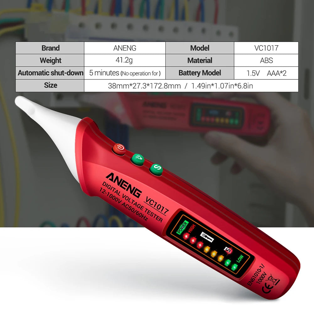 VC1017 Non-contact Pen Style LED Lights Electric Tools Sensor Tester Alarm  Intelligent AC Power Outlet Voltage Meter Voltmeter [TOL]