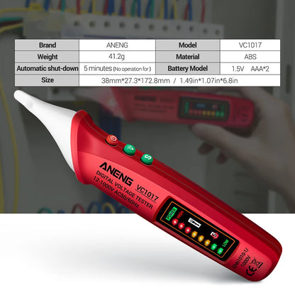 VC1017 Non-contact Pen Style LED Lights Electric Tools Sensor Tester Alarm  Intelligent AC Power Outlet Voltage Meter Voltmeter [TOL]