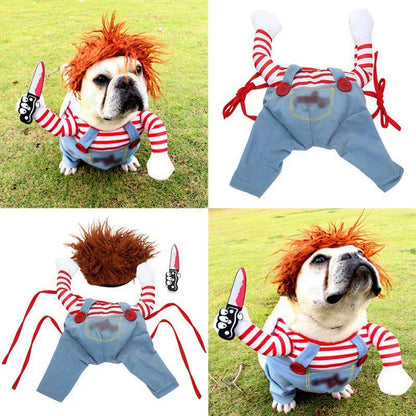 Funny Pet Dog Clothes Dogs Cosplay Costume Halloween Comical Outfits Holding a Knife Set Pet Cat Dog Festival Party Clothing [COS]