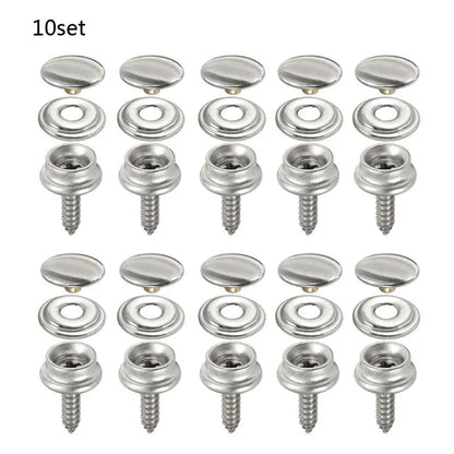 10 Sets Stainless Steel Tapping Snap Fastener Kit Tent Marine Yacht Boat Canvas Cover Tools Sockets Buttons Car Canopy Accessories  [MRN]