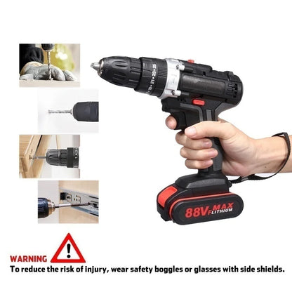 3 IN 1 Wireless Electric Screwdriver Drill 25Nm Rechargeable Battery Drill Cordless Electric Impact Drill Machine DIY Power Tool [PTO]