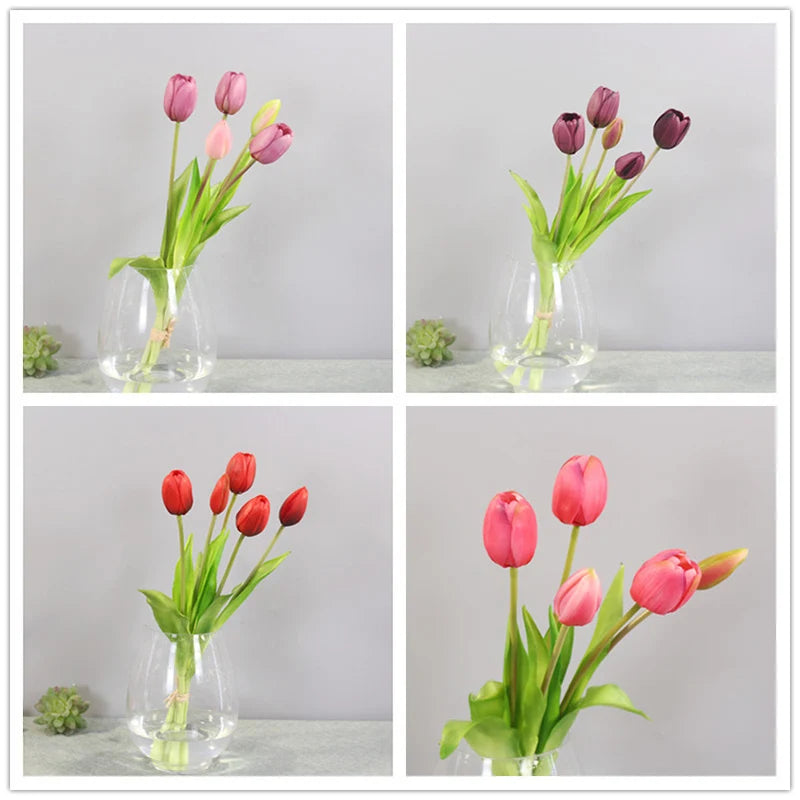 New Luxury Silicone Artificial Flower Home Decoration flores artificiales Real Touch Tulips Bouquet Decorative [FLW]