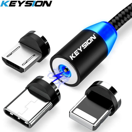 KEYSION LED Magnetic USB Cable Fast Charging Type C Cable Magnet Charger Data Charge Micro USB Cable Mobile Phone Cable USB Cord [MOB]