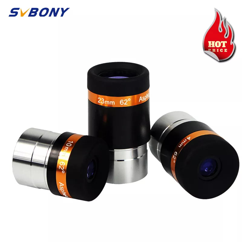 SVBONY Eyepieces 4/10/23mm Telescope Lens Wide Angle 62 Deg Aspheric Eyepiece HD Fully Coated Telescope Accessory for 1.25 inch [SPT]