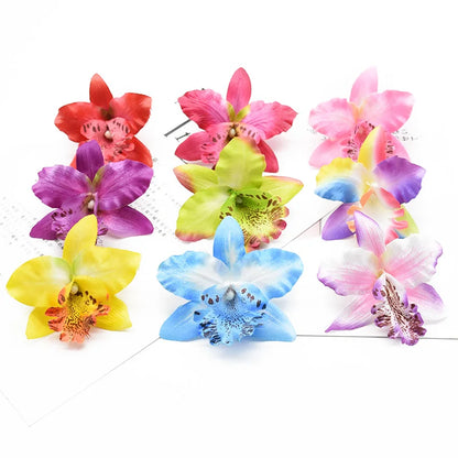 10 Pieces Artificial Flowers Cheap Thai Orchid Christmas Decoration for Home Wedding Shooting Props Beach Mannequin Head Flower [FLW]