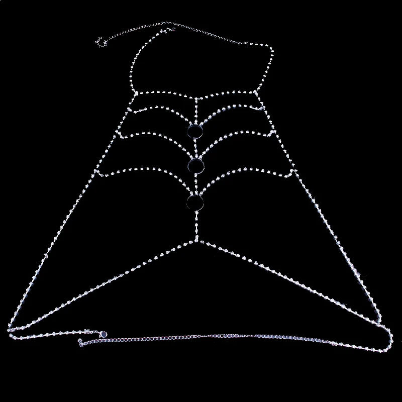 Gift Sexy Body Chain Bra Jewelry Open Round Top Body Chains Rhinestone Harness Party Club Charming Women Jewellery [GRM] [UND]