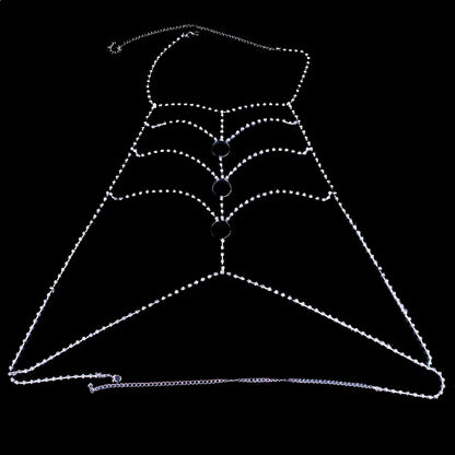 Gift Sexy Body Chain Bra Jewelry Open Round Top Body Chains Rhinestone Harness Party Club Charming Women Jewellery [GRM] [UND]