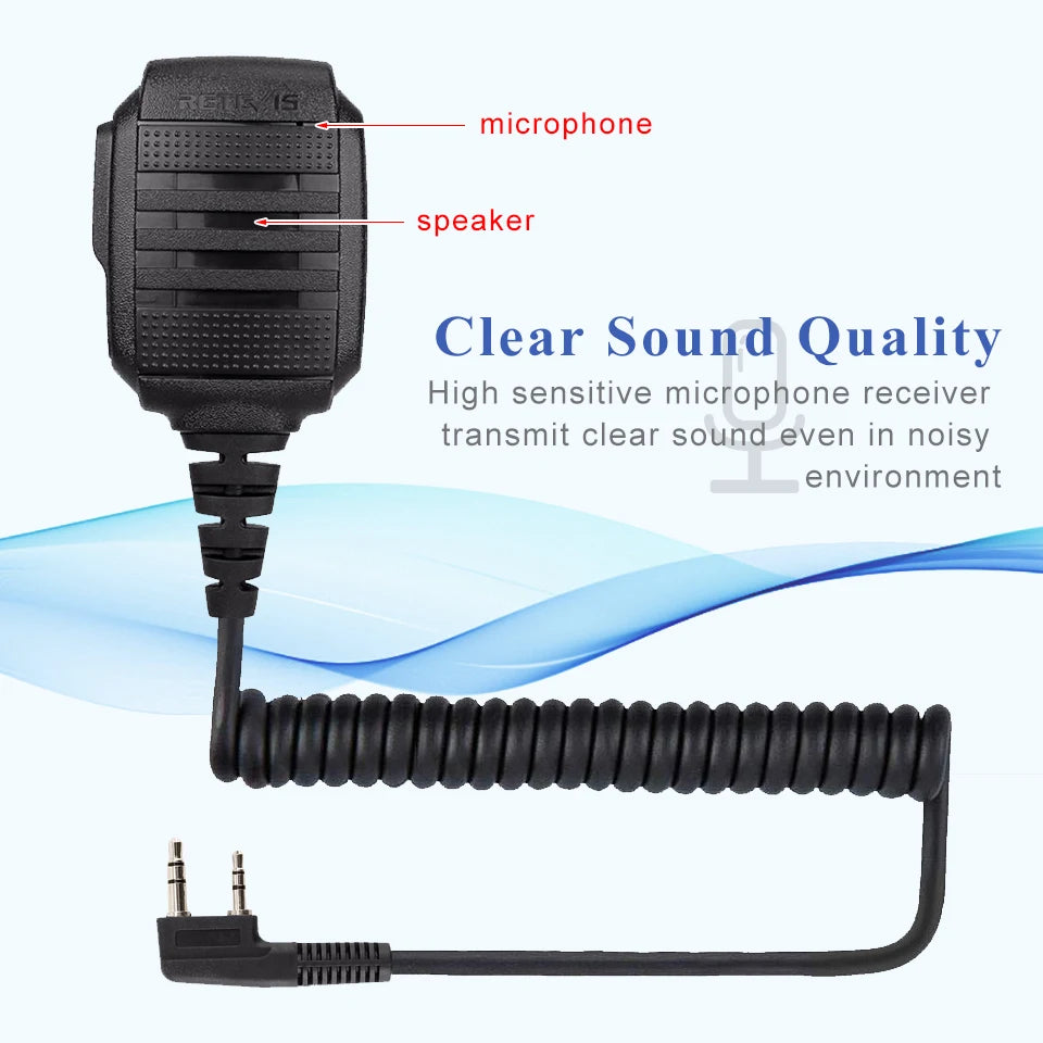 RETEVIS HK006 IP54 Waterproof Microphone Walkie Talkie Mic Shoulder Speaker PTT for Kenwood Baofeng UV-5R Quansheng UV K5 UV K6 [TEL]