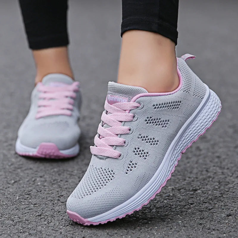 Women Casual Shoes Fashion Breathable Walking Mesh Flat Shoes Sneakers Women 2021 Gym Vulcanized Shoes White Female Footwear [SHO]