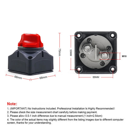 Car Auto 12V-60V 100A-300A RV Marine Boat Battery Selector Isolator Disconnect Rotary Switch Cut [MRN]