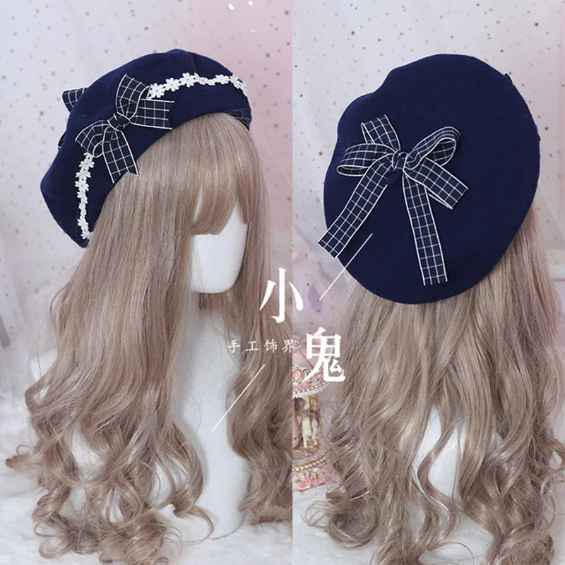 Beret hat lolita girl sweet cute female daisy bow hat [LOL]