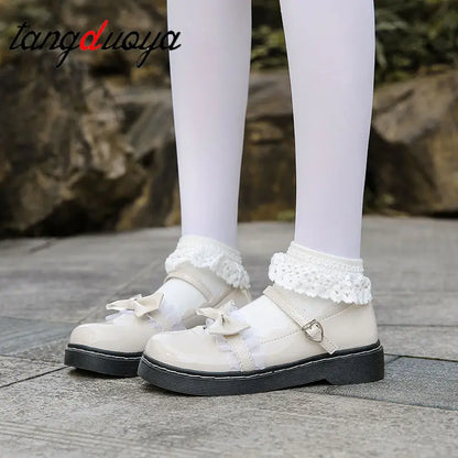 Sweet Lolita Shoes women Harajuku Cute shoes lolita shoes bow black platform shoes Loli Round Head Women Shoes Princess  [LOL]