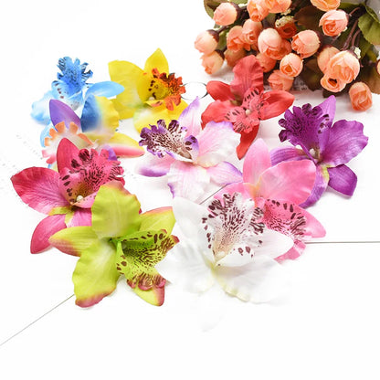 10 Pieces Artificial Flowers Cheap Thai Orchid Christmas Decoration for Home Wedding Shooting Props Beach Mannequin Head Flower [FLW]