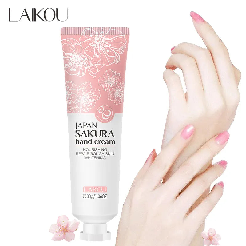 LAIKOU Japan Sakura Hand Cream Moisturizing Anti-chapping Repair Soften Skin Whitening Hand Cream Winter Anti-crack Skin Care [SKC]