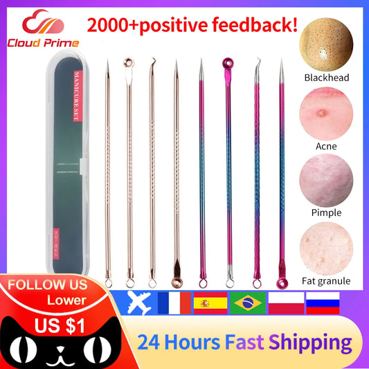 4PCS Acne Blackhead Comedone Black Spot Pimple Blemish Remover Skin Care Women Beauty Acne Treatment Pore Cleanser Needle Hook [SKC]