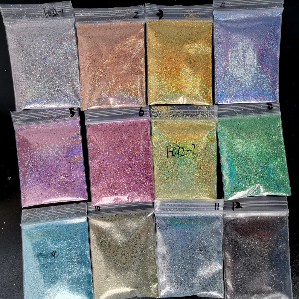 1/128  5g Holographic Rainbow Extra Fine Glitter Powder Dazzling Silver/Pink/Gold Nail Holo Glitter Cosmetic Grade Glitter 0.2mm [CSM]