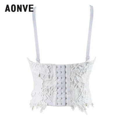 Women Steampunk Corset Bra Tops White Sweat Lace Underwire Bras Bodice Wedding Bridal Bustiers Black Gothic Corsage [GRM] [UND]