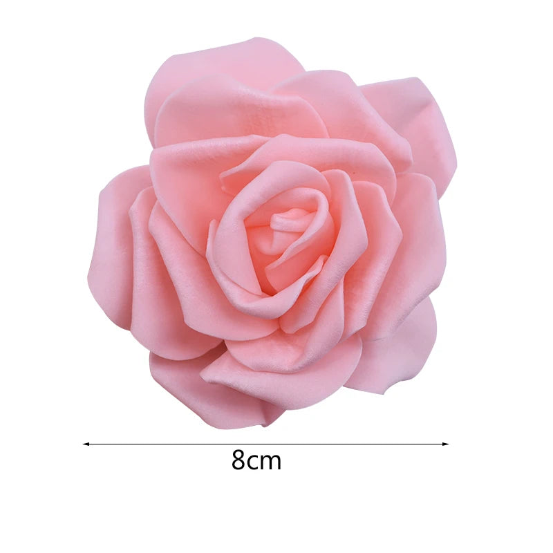 30Pcs/lot 8cm Big PE Foam Roses Artificial Flower Heads For Wedding Event Decoration DIY Wreaths Home Garden Decorative Supplies [FLW]