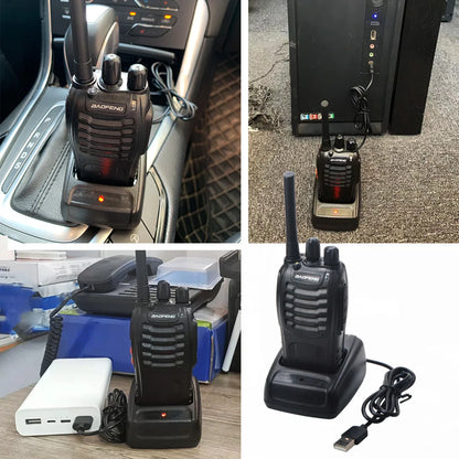 2pcs Baofeng Walkie Talkie BF-88E PMR 0.5W 16CH UHF 446.00625-446.19375MHz 12.5KHz Channel Separation with USB Charger Headset [TEL]