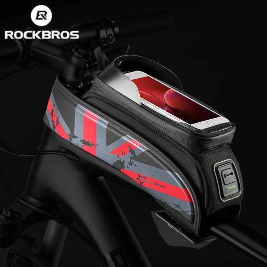 ROCKBROS Bicycle Bag MTB Road Bike Bag Rainproof Touch Screen Cycling Front Tube Frame Bag 5.8/6.0 Phone Case Bike Accessories [SPT]