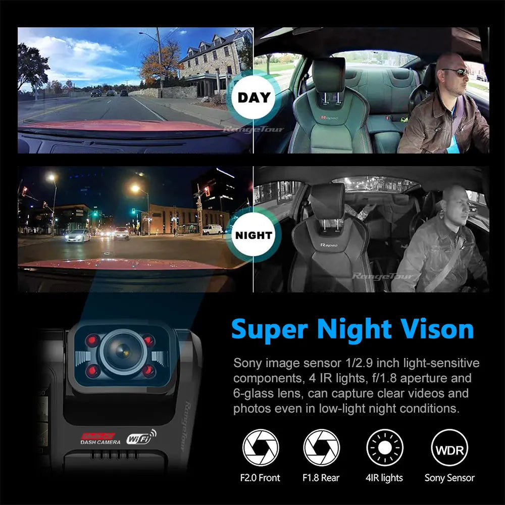 4K 2160P WIFI GPS Logger Dual Lens Car DVR Novatek 96663 Chip Sony image Sensor Night Vision Dual Camera Dash Cam Recorder D30H [CAR]