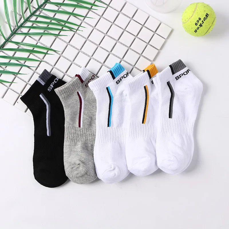 10 Pair High Quality Men Ankle Socks Breathable Cotton Sports Socks Mesh Casual Athletic Summer Thin Cut Short Sokken Size 38-48 [SOX]