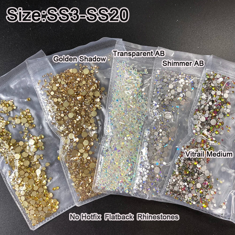 YanRuo Crystal Flatback Glass Strass Diamond Design Mini Glitter Rhinestone Manicure Beauty Accessories Decorations For Nail Art [BEU]