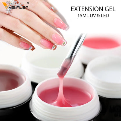 Thick Extension Nail Gel VENALISA 15ml Nail UV LED Gel Nail Cover Pink Camouflage Soak Off Opal Jelly Gel Prolong Nail Salon Use [BEU]