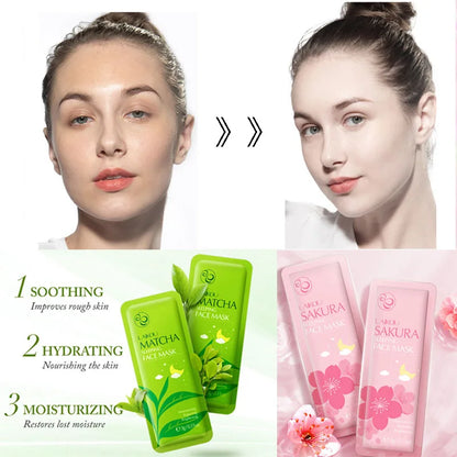 5PCS LAIKOU Sakura Snail Seaweed Moisturizing Sleeping Mask Cream Portable Face Mask Anti Wrinkle Hydrating Nourishing Skin Care [SKC]