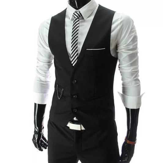 Dress Vests For Men Slim Fit Mens Suit Vest Male Waistcoat Gilet Homme Casual Sleeveless Formal Business Jacket [MEN]