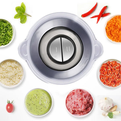 BioloMix 2 Speeds 500W Stainless Steel 2L Capacity Electric Chopper Meat Grinder Mincer Food Processor Slicer [HAP]