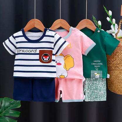 Kids Clothes Set Baby Boy/Girl T-Shirt + Shorts Summer Clothing Cotton Cartoon Casual Boys Tracksuit Children Baby Clothes Set [TSH]