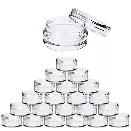 100pcs 2g/3g/5g/10g/15g/20g Empty Plastic Cosmetic Makeup Jar Pots Transparent Sample Bottles Eyeshadow Cream Lip Balm Container [CSM]