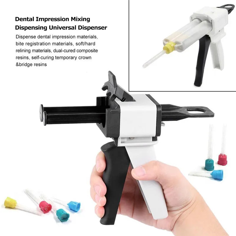 Dental Impression Mixing Dispensing Gun Universal Dispenser Gun 1:1/1:2 Silicon Rubber Dispenser Gun 10:1 Dentist Tools [DEN]