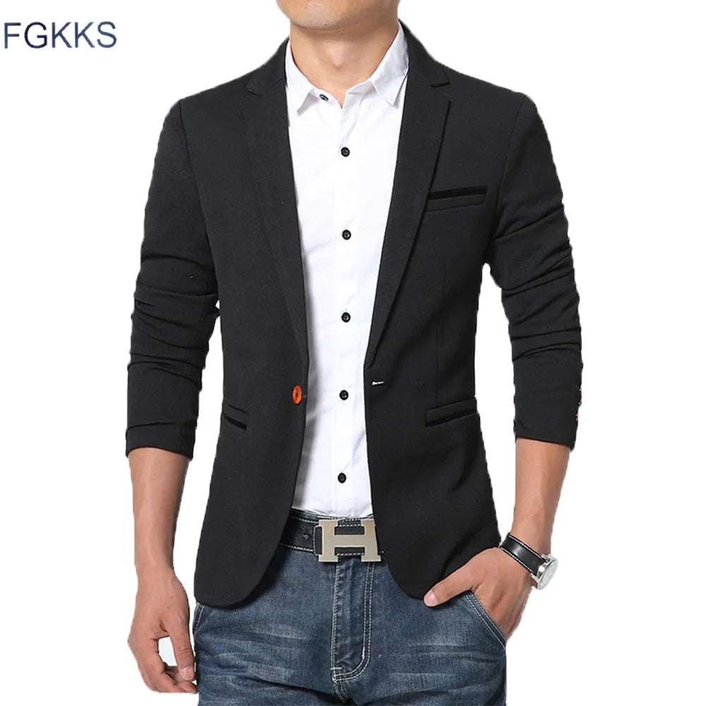 Luxury Men Blazer New Autumn Fashion Brand Slim Fit Men Suit Terno Masculino Blazers Male [MEN]