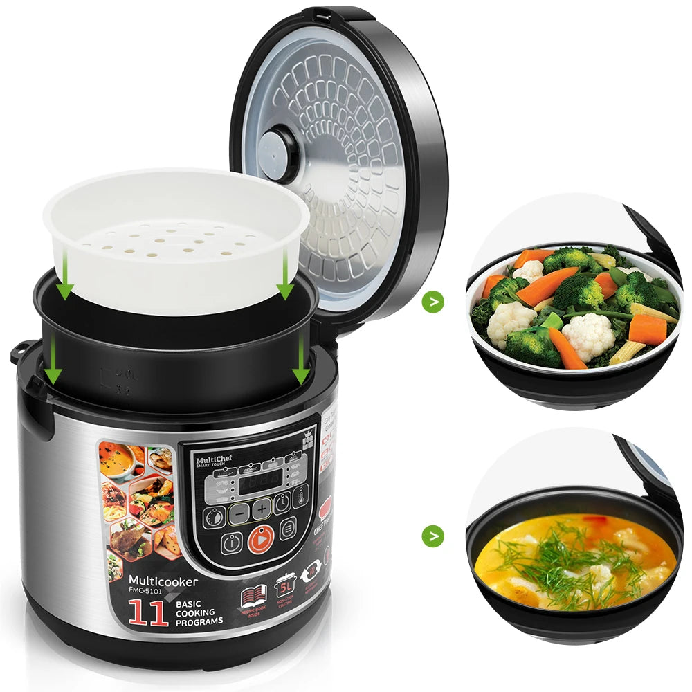 Multicooker Rice Cooker 11 in 1 DIY Functions Soup Stew Porridge 5L Electric Rice Cooker Cooking Pot Food Steamer ForMe [HAP]