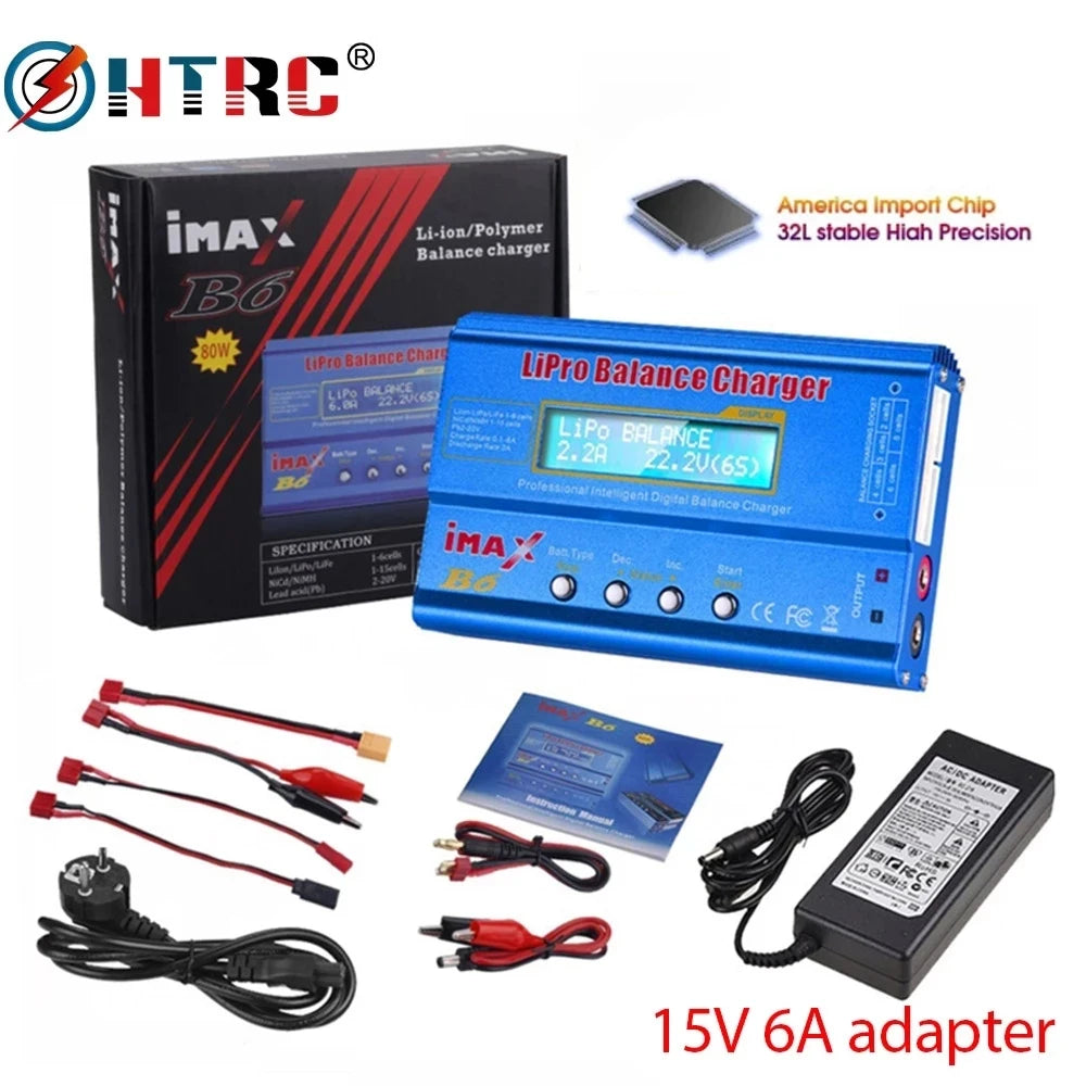 HTRC IMAX B6 80W Lipo Charger For NiMh Li-ion Ni-Cd Lipo Battery Charger Balance Discharger+15V 6A Adapter Optional Rc Charger [TOYS]