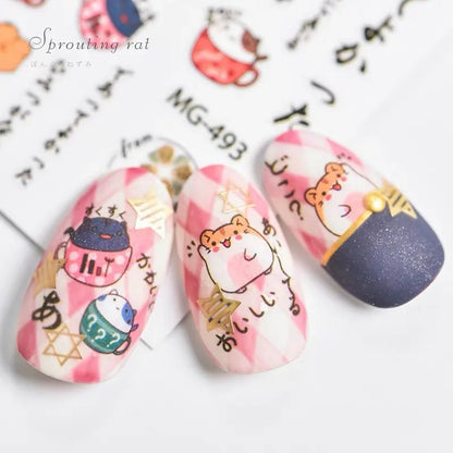 Hamster 3d nail art sticker nail decal stamping export japan designs rhinestones  decorations [BEU]