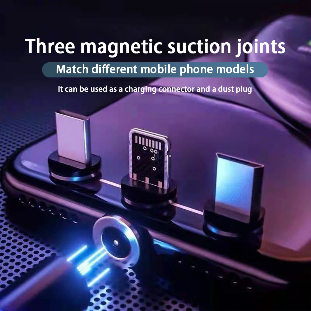 3A LED Magnetic USB Cable Fast Charging Type C Cable Magnet Charger Data Charge Micro USB Cable Mobile Phone Cable USB Cord [MOB]